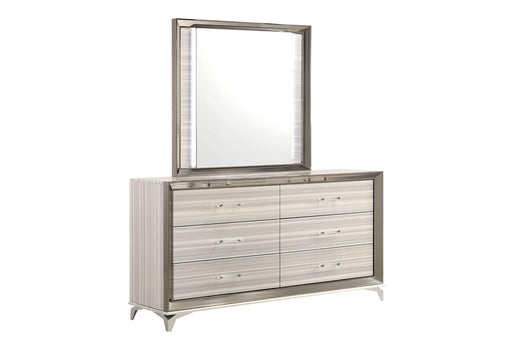 ZAMBRANO WHITE MIRROR WITH LED - Home Furniture And More (Brentwood, MD)