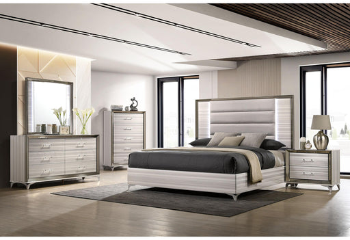 ZAMBRANO WHITE KING BED GROUP WITH VANITY SET - Home Furniture And More (Brentwood, MD)