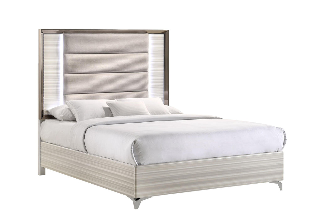 ZAMBRANO WHITE QUEEN BED WITH LED - Home Furniture And More (Brentwood, MD)