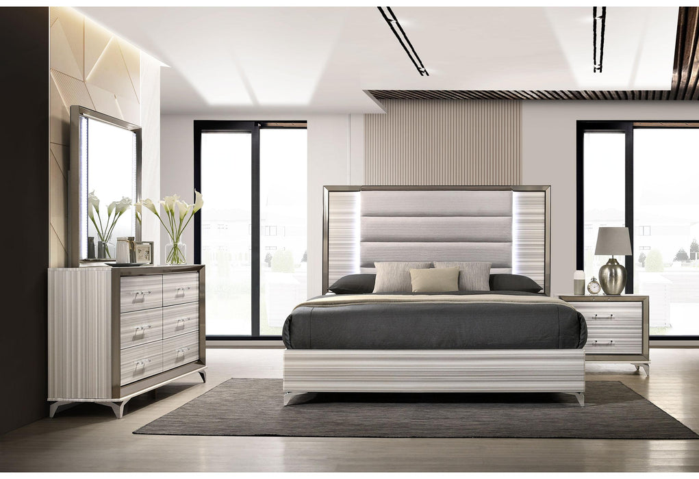 ZAMBRANO WHITE KING BED GROUP - Home Furniture And More (Brentwood, MD)