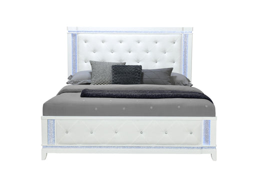ALINA WHITE KING BED WITH LED - Home Furniture And More (Brentwood, MD)