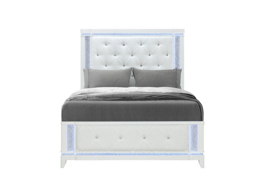 ALINA WHITE QUEEN BED WITH LED - Home Furniture And More (Brentwood, MD)
