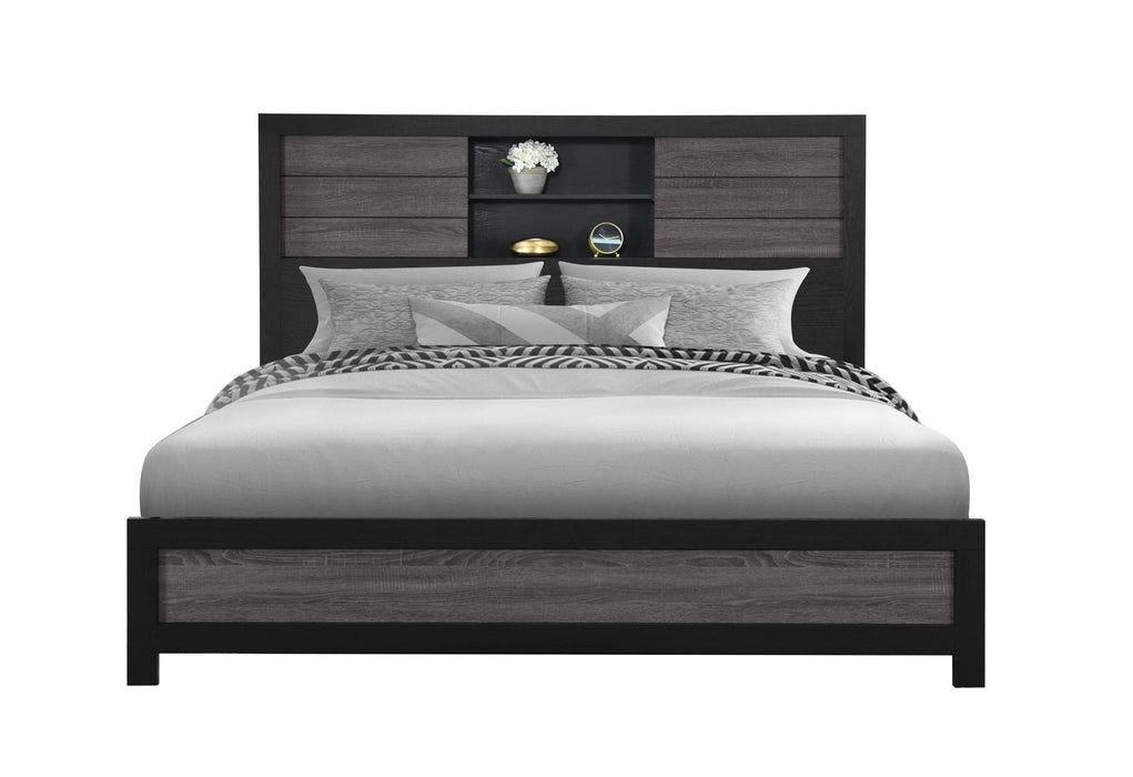 LISBON GREY/BLACK BOOKCASE KING BED - Home Furniture And More (Brentwood, MD)