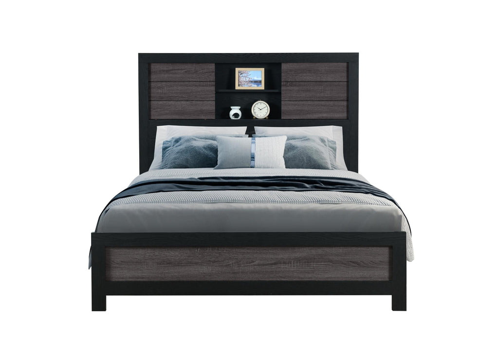LISBON GREY/BLACK BOOKCASE QUEEN BED - Home Furniture And More (Brentwood, MD)