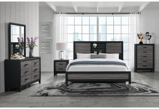 LISBON GREY/BLACK BOOKCASE QUEEN BED GROUP - Home Furniture And More (Brentwood, MD)