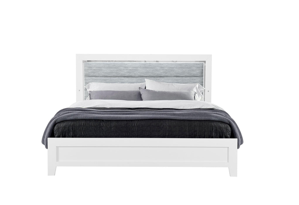 LUCCIA WHITE QUEEN BED WITH LED - Home Furniture And More (Brentwood, MD)