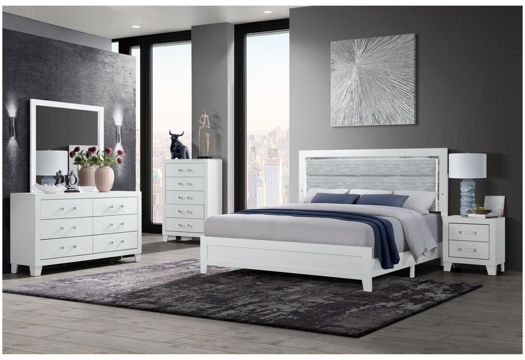 LUCCIA WHITE TWIN BED GROUP WITH LED - Home Furniture And More (Brentwood, MD)