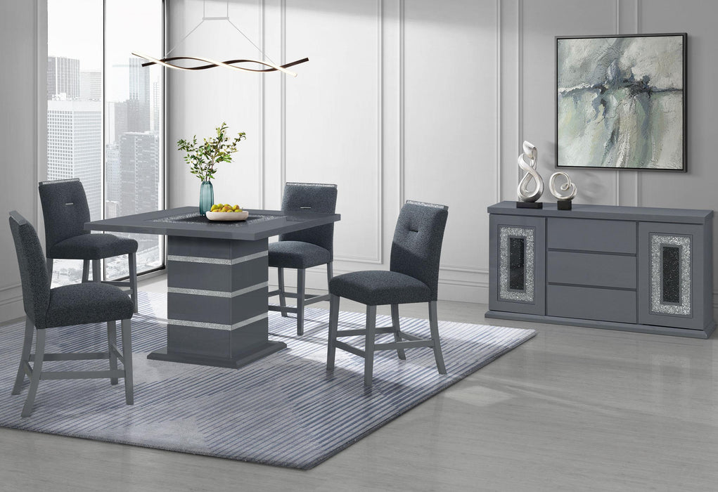 MONACO DARK GREY BAR TABLE AND 8 MONACO DARK GREY BAR STOOLS - Home Furniture And More (Brentwood, MD)