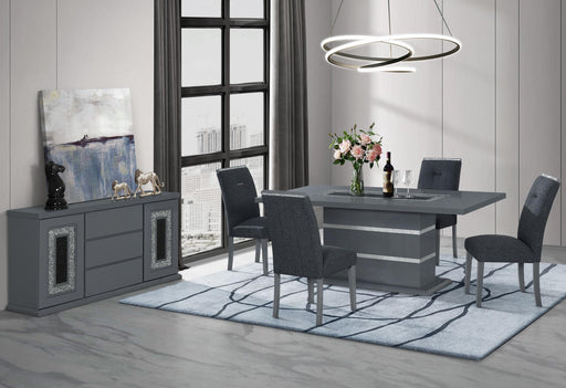 MONACO DARK GREY DINING TABLE AND 6 MONACO DARK GREY DINING CHAIRS - Home Furniture And More (Brentwood, MD)