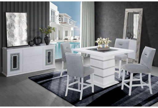 MONACO WHITE BAR TABLE + MONACO BS-N - Home Furniture And More (Brentwood, MD)