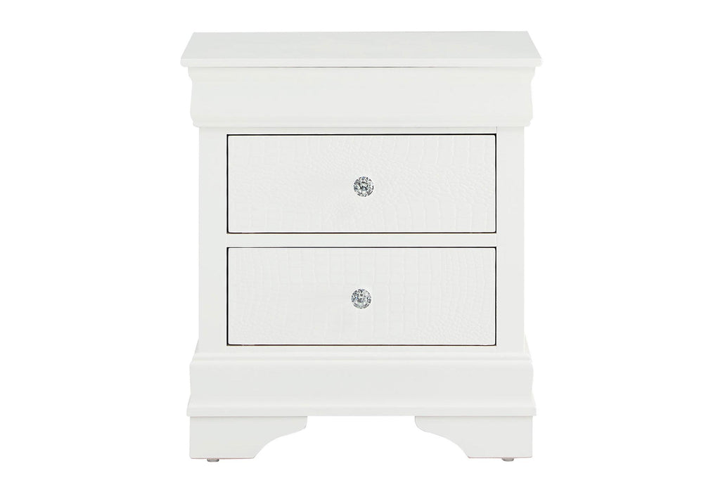 POMPEI METALLIC WHITE NIGHTSTAND - Home Furniture And More (Brentwood, MD)