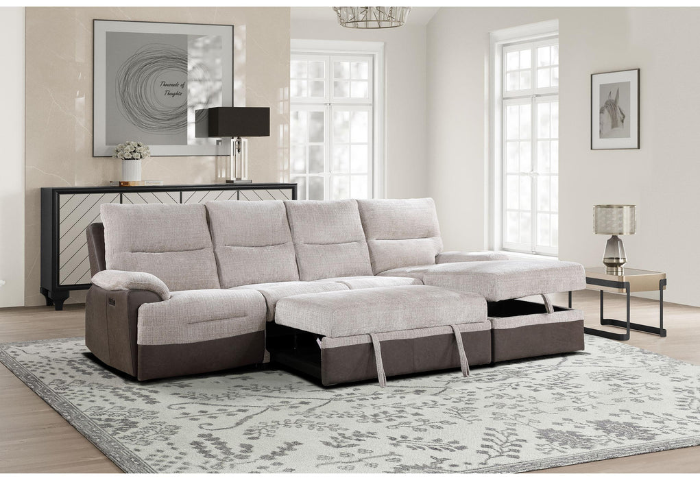 U3822 BEIGE/BROWN SECTIONAL WITH PO AND USB - Home Furniture And More (Brentwood, MD)
