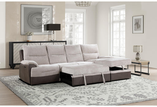 U3822 BEIGE/BROWN SECTIONAL WITH PO AND USB - Home Furniture And More (Brentwood, MD)