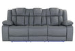 U7068 GREY 10 POWER RECLINING SOFA WITH DDT, WC AND LED - Home Furniture And More (Brentwood, MD)