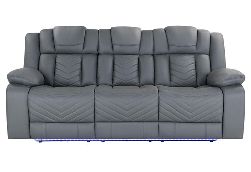 U7068 GREY 10 POWER RECLINING SOFA WITH DDT, WC AND LED - Home Furniture And More (Brentwood, MD)