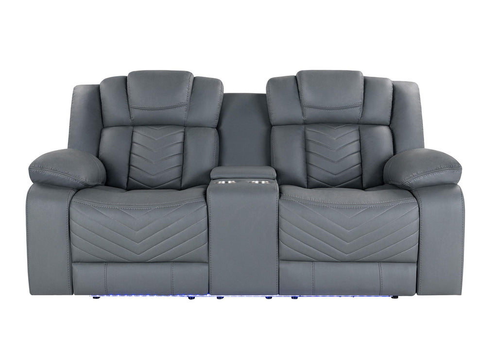 U7068 GREY 10 POWER CONSOLE RECLINING LOVESEAT WITH LED - Home Furniture And More (Brentwood, MD)