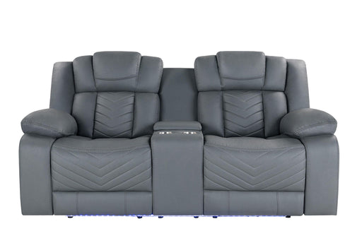 U7068 GREY 10 POWER CONSOLE RECLINING LOVESEAT WITH LED - Home Furniture And More (Brentwood, MD)