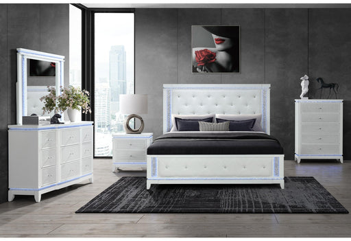 ALINA WHITE QUEEN BED GROUP WITH LED - Home Furniture And More (Brentwood, MD)