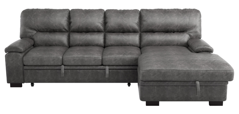 Michigan Sectional with Pull Out Bed and Right Chaise in Dark Gray 9407DG*2RC3L - Home Furniture And More (Brentwood, MD)