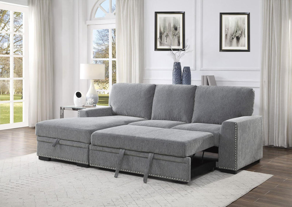 Morelia 2pc Sectional with Pull Out Bed and Left Chaise in Dark Gray 9468DG*2LC2R - Home Furniture And More (Brentwood, MD)