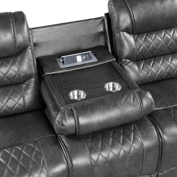 Putnam Double Reclining Sofa with Drop-Down in Gray 9405GY-3 - Home Furniture And More (Brentwood, MD)
