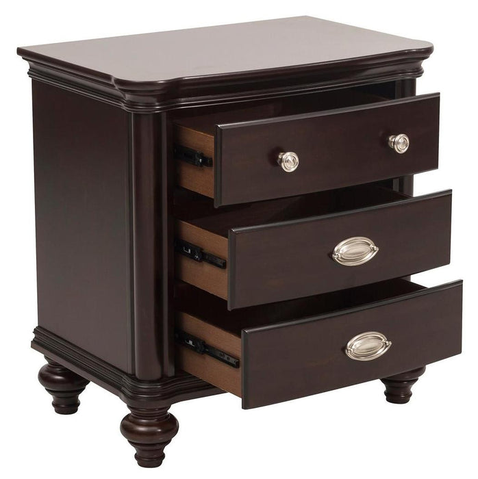 Marston 3 Drawer Nightstand in Dark Cherry 2615DC-4 - Home Furniture And More (Brentwood, MD)