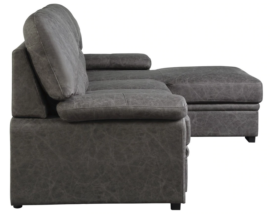 Michigan Sectional with Pull Out Bed and Right Chaise in Dark Gray 9407DG*2RC3L - Home Furniture And More (Brentwood, MD)