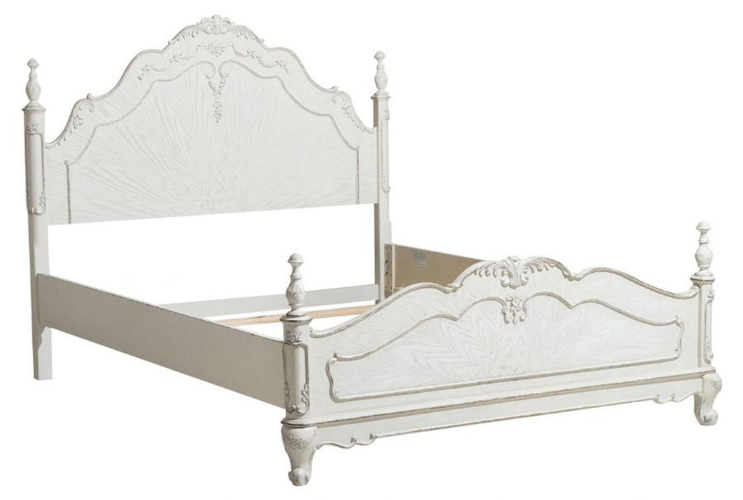 Cinderella Queen Poster Bed in Antique White 1386NW-1* - Home Furniture And More (Brentwood, MD)
