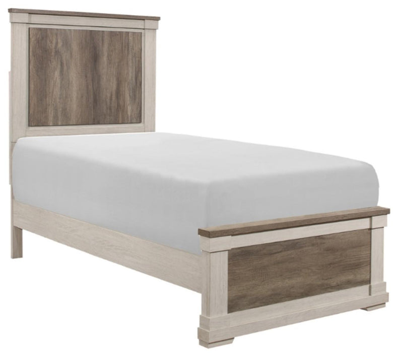 Arcadia Twin Panel Bed in White & Weathered Gray 1677T-1* - Home Furniture And More (Brentwood, MD)