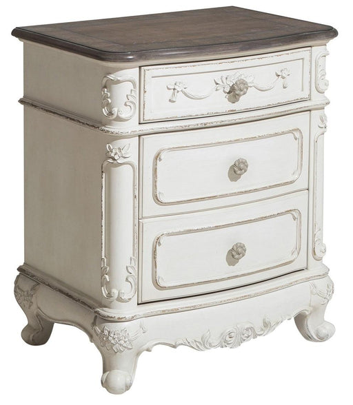 Cinderella Night Stand in Antique White with Grey Rub-Through 1386NW-4 - Home Furniture And More (Brentwood, MD)