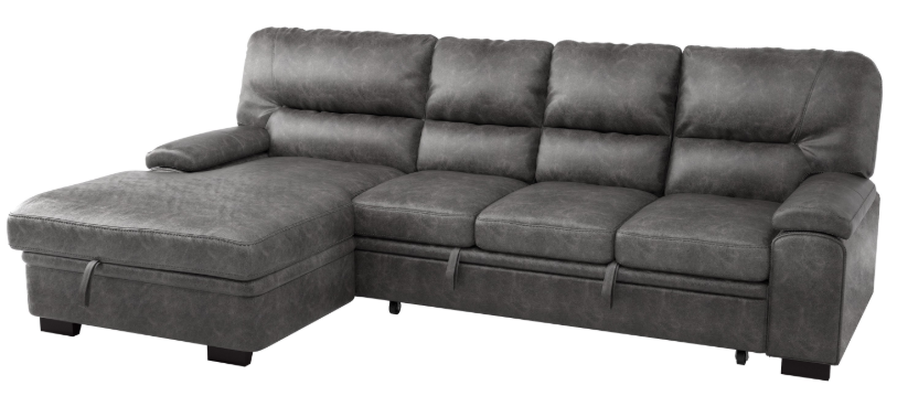 Michigan Sectional with Pull Out Bed and Left Chaise in Dark Gray 9407DG*2LC3R - Home Furniture And More (Brentwood, MD)