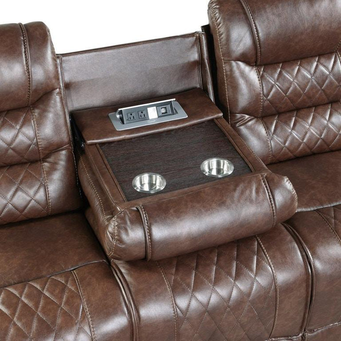 Putnam Double Reclining Sofa with Drop-Down in Brown 9405BR-3 - Home Furniture And More (Brentwood, MD)