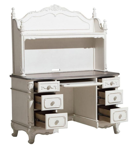 Cinderella Writing Desk in Antique White with Grey Rub-Through 1386NW-11 - Home Furniture And More (Brentwood, MD)