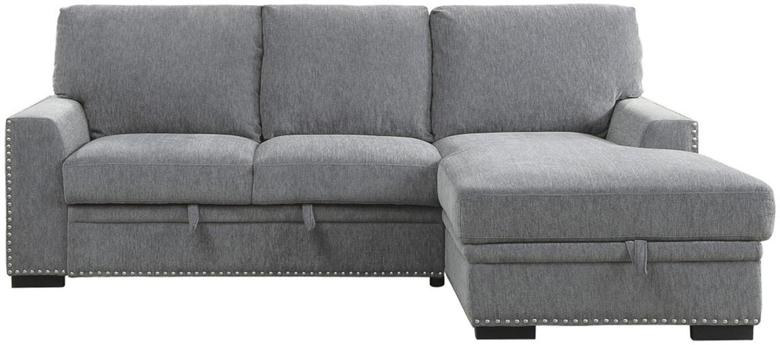 Morelia 2pc Sectional with Pull Out Bed and Right Chaise in Dark Gray 9468DG*2RC2L - Home Furniture And More (Brentwood, MD)