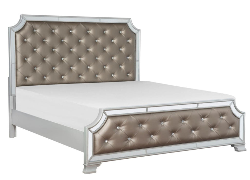 Avondale Queen Upholstered Panel Bed in Silver 1646-1* - Home Furniture And More (Brentwood, MD)