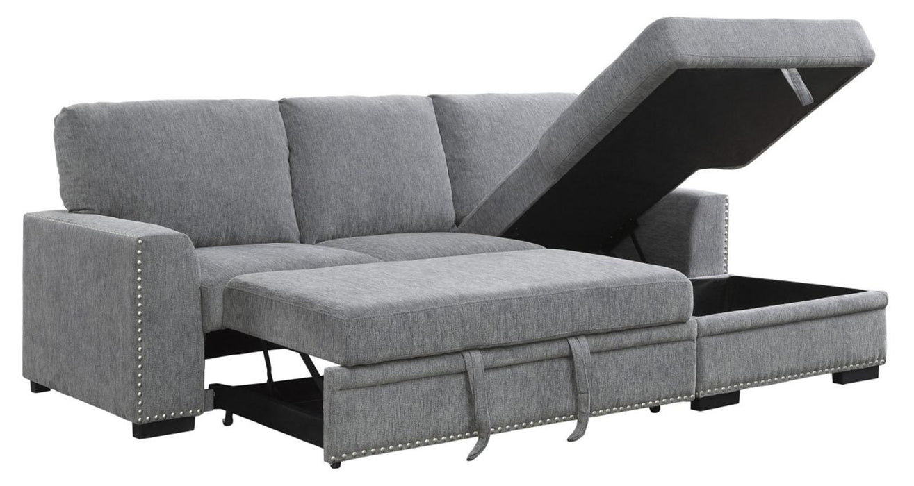 Morelia 2pc Sectional with Pull Out Bed and Right Chaise in Dark Gray 9468DG*2RC2L - Home Furniture And More (Brentwood, MD)