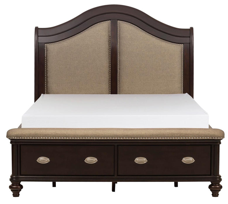 Marston Queen Sleigh Storage Bed in Dark Cherry 2615DC-1 - Home Furniture And More (Brentwood, MD)
