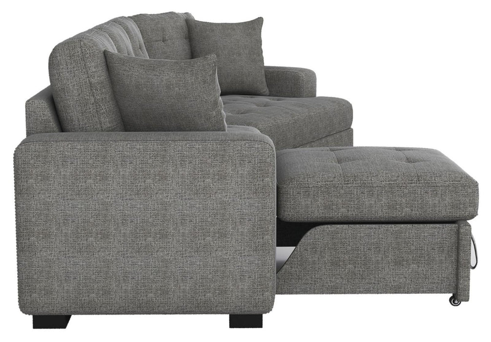 Logansport Left Side 2-Seater with Pull-out Ottoman and 1 Pillow in Gray 9401GRY-2L - Home Furniture And More (Brentwood, MD)