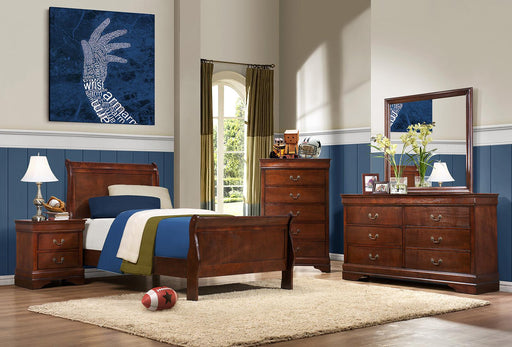 Mayville Twin Sleigh in Brown Cherry 2147T-1 - Home Furniture And More (Brentwood, MD)
