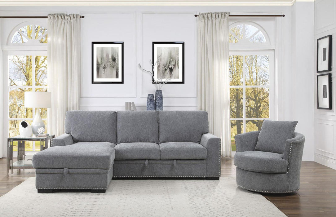 Morelia 2pc Sectional with Pull Out Bed and Left Chaise in Dark Gray 9468DG*2LC2R - Home Furniture And More (Brentwood, MD)