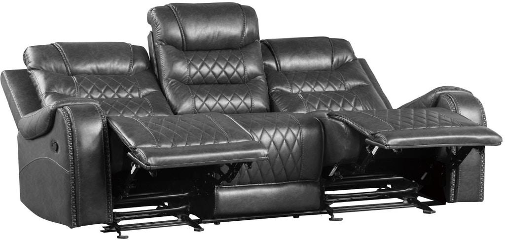 Putnam Double Reclining Sofa with Drop-Down in Gray 9405GY-3 - Home Furniture And More (Brentwood, MD)