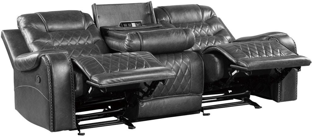 Putnam Power Double Reclining Sofa with Drop-Down in Gray 9405GY-3PW - Home Furniture And More (Brentwood, MD)