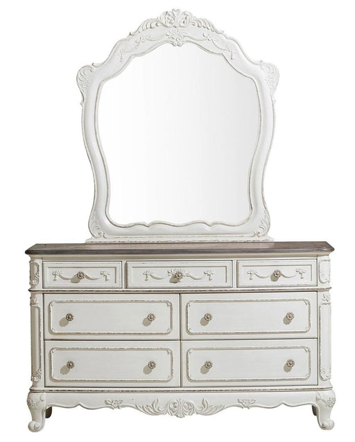 Cinderella 7 Drawer Dresser in Antique White with Grey Rub-Through 1386NW-5 - Home Furniture And More (Brentwood, MD)