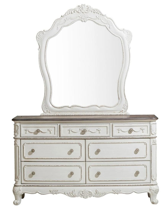 Cinderella 7 Drawer Dresser in Antique White with Grey Rub-Through 1386NW-5 - Home Furniture And More (Brentwood, MD)