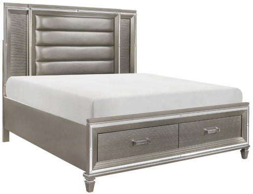 Tamsin King Upholstered Storage Bed in Silver Grey Metallic 1616K-1EK* - Home Furniture And More (Brentwood, MD)