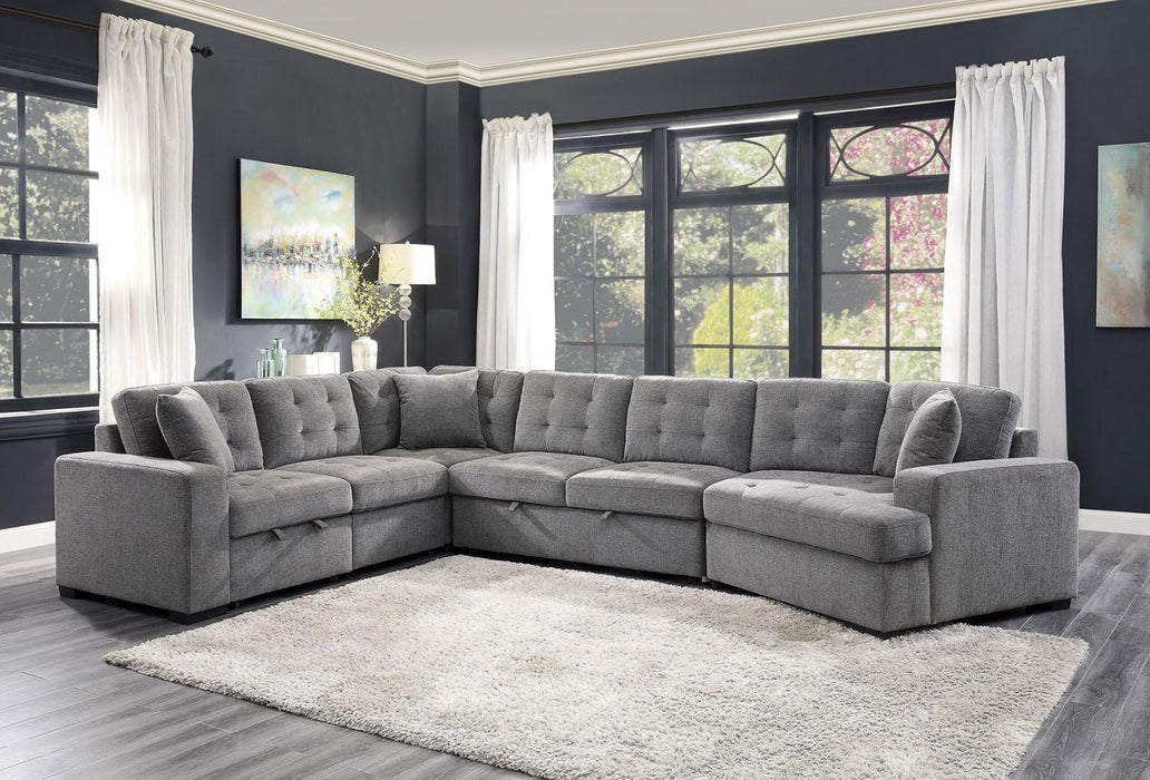 Logansport Left Side 2-Seater with Pull-out Ottoman and 1 Pillow in Gray 9401GRY-2L - Home Furniture And More (Brentwood, MD)