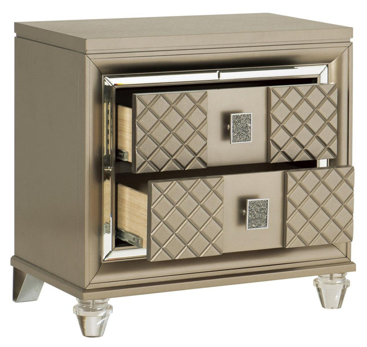 Loudon 2 Drawer Nightstand in Champagne Metallic 1515-4 - Home Furniture And More (Brentwood, MD)
