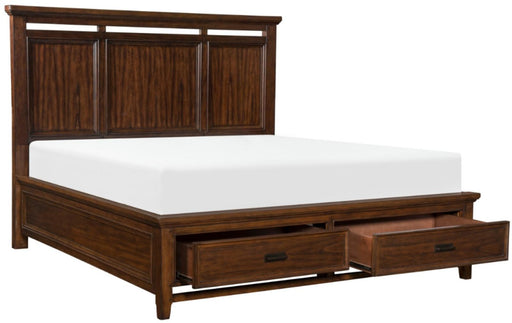 Frazier Queen Upholstered Storage Platform Bed in Dark Cherry 1649-1* - Home Furniture And More (Brentwood, MD)