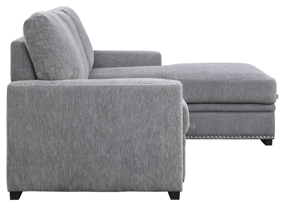 Morelia 2pc Sectional with Pull Out Bed and Right Chaise in Dark Gray 9468DG*2RC2L - Home Furniture And More (Brentwood, MD)