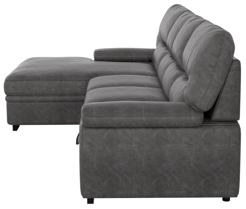 Michigan Sectional with Pull Out Bed and Left Chaise in Dark Gray 9407DG*2LC3R - Home Furniture And More (Brentwood, MD)